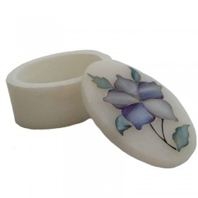 White Floral Oval Box