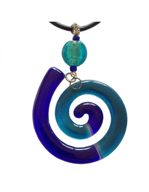 Spiral Blue Glass Pendant