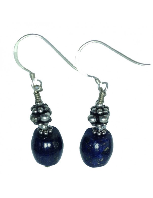 Lapis and Silver Bead Earring