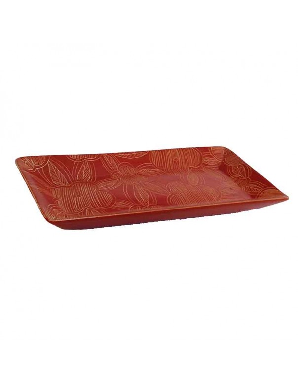 Red Floral Tray