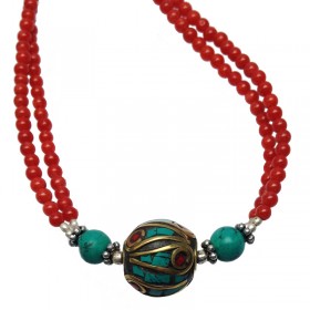 Turquoise and Coral Necklace