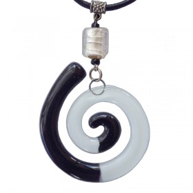 Spiral Black and White Glass Pendant