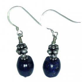 Lapis and Silver Bead Earring